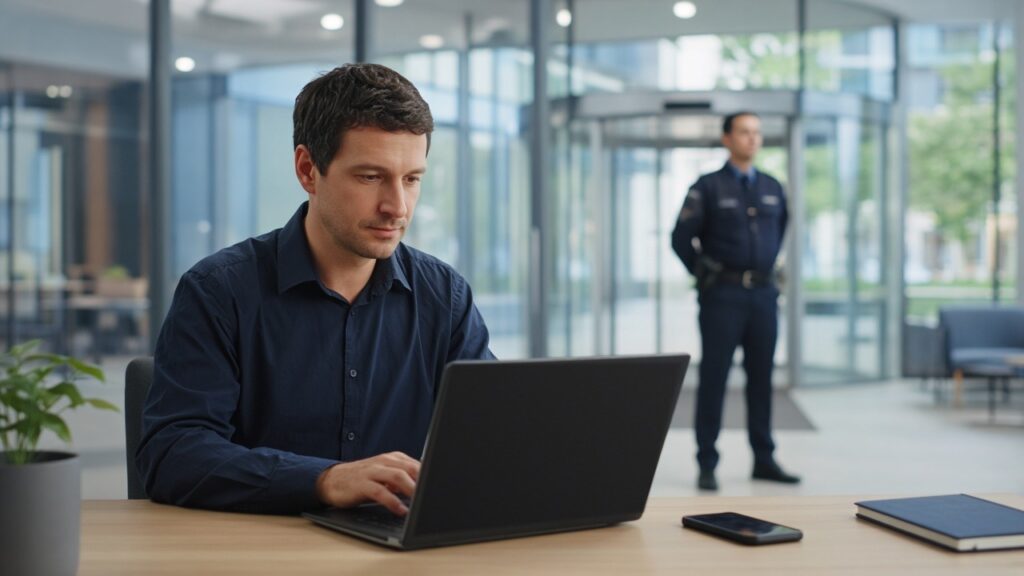 Illinois employee documenting workplace safety concerns on a work laptop